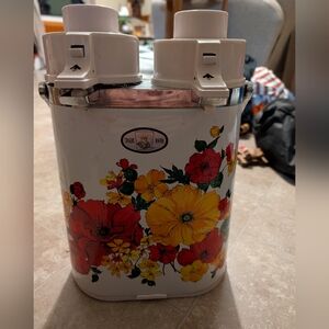 Vintage Poppy Flowers Air Pot Tea Coffee Beverage Dispenser Vacuum Carafe